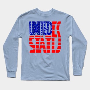 Flag USA Illustration on Light Blue Background Long Sleeve T-Shirt